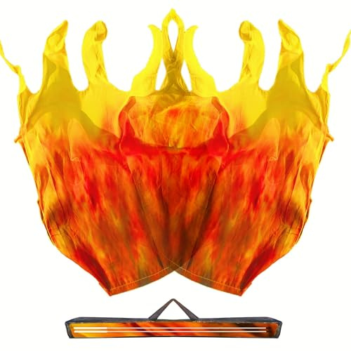 Baisdan Banderas de adoración de fuego de doble capa de 59 x 43 pulgadas, banderas de adoración de fuego santo, banderas de baile de alabanza y adoración para adoración profética, danza cristiana de