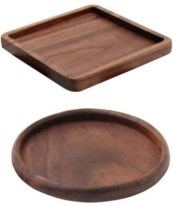 Alipis 2piezas Posavasos De Nogal Térmicamente Redonda y Cuadrada Antideslizante Resistente Al Calor para Mesa Hogar Té