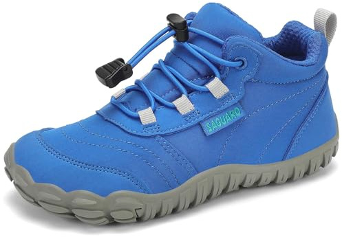 SAGUARO Kinder Barfußschuhe Atmungsaktiv rutschfest Wanderschuhe Leicht Barefoot Minimal Sneaker Gr.34