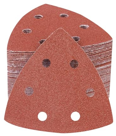 PMIQSA 90 Feuilles 80 Grain Delta-Triangles Ponçage Papier Papier A Poncer | Abrasif Pour Ponceuse 93 x 93 x 93 mm Papier Ponceuse Triangulaire Disques Abrasifs pour Ponceuses