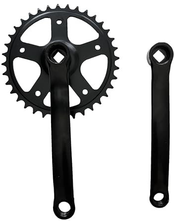 JZSPORTS Single Speed Crankset 36T 170mm Crankarms for Mountain Road Bike Fixed Gear Bicycle Square Taper, Black Color (36T-Triangle Model)