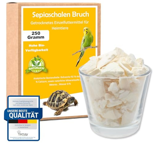 Sepiaschalen Bruch in Premium Qualität (250g) Optimale Kalzium und Vitaminversorgung für Schildkröten, Bartagame, Geckos, Reptilien - Futterkalk, Kalk, Terrarium Zubehör