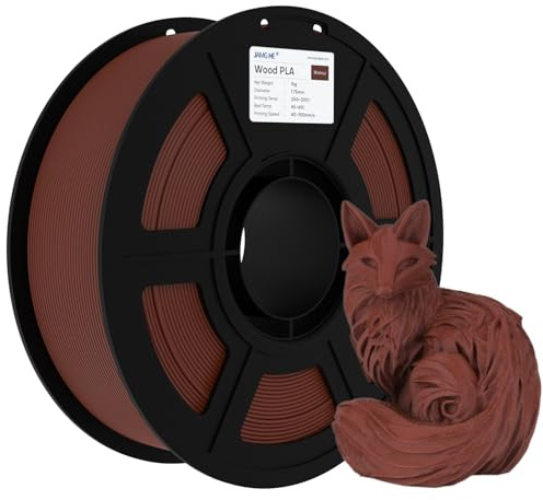 Wood PLA Filament for 3D Printer, JAMG HE 1kg Wood PLA Spool 1.75 mm +/-0.01 Accuracy Dimensional 3D Printing Materials Suit for FDM 3D Printer or 3D Pen (Wooden PLA, Walnut Wood Color)