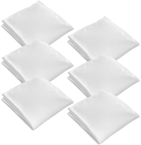 WeddHuis 6 pcs Herren Einstecktuch halter vorgefaltet, stofftaschentücher Pochette Stecktuch (22 x 22 cm) (Weiß)