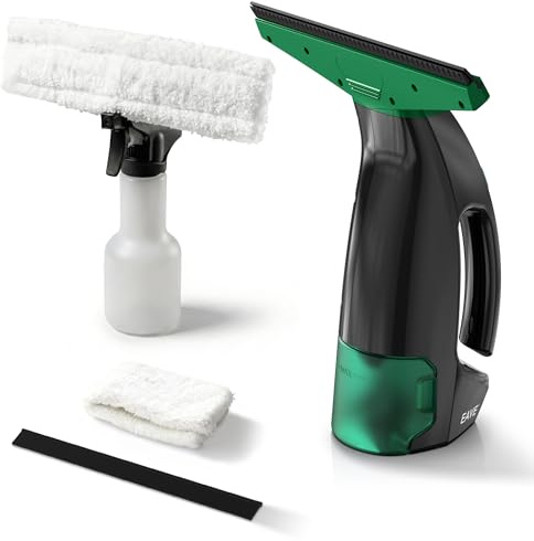 EAVE Window Vac Set - Handheld Window Vacuum with 45min Operating Time, Electric Window Cleaner with 200ml Water Tank & 2 Microfibre Cloths & 2 Blades, for Cleaning Window Condensation, WC03(GN)