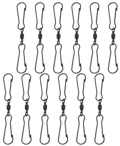 TOGEVAL 24PCS Stainless Steel S Hook Swivel Clips Rust-Resistant Outdoor Rotating Hanging Hooks for Wind Chimes Bird Feeders Flower Pots Windsocks Easy Setup Fit for Garden and Patio Decor