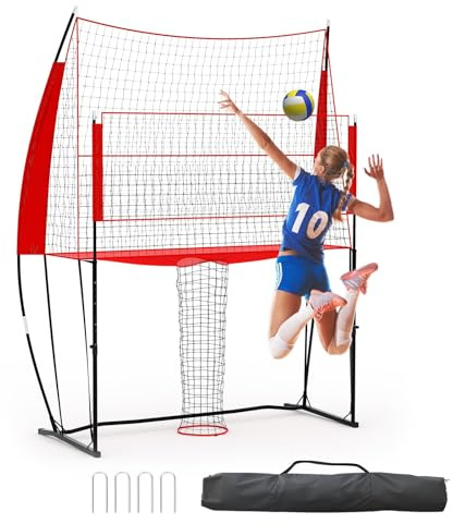 Garvee Volleyballnetz-Set – Höhenverstellbar 2,44m/2,25m, Robustes Fiberglasgestänge, 3-lagiges Netz – Für Garten, Strand & Halle, Inkl. Tragetasche – 8 x 11 FT
