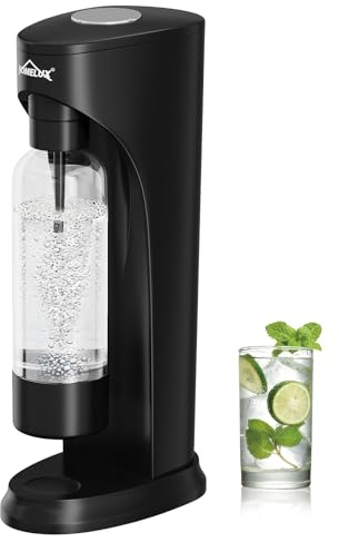 HOMELUX Gorgogliatore, macchina per acqua frizzante con bottiglia in PET senza BPA, macchina di soda maker, dispositivo di spruzzatura dell'acqua, carbonatore d'acqua, per acqua di rubinetto, nero