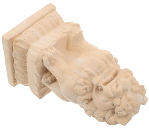 ULTECHNOVO Chapiteau de Poteau en Bois Beige de Lionceau Vintage, Décoratif et Personnalisable par Peinture, pour Ponts et Jardins, Style Élégant et Intemporel