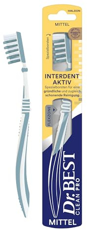 Dr.BEST Interdent Aktiv Zahnbürste, Mittel (1 Stück) | Die unterschiedlich hohen Borsten sind für eine gründliche Reinigung der Zahnzwischenräume konzipiert.. Farbe variiert.