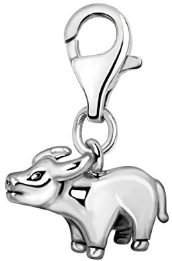 Quiges Charms Anhänger 3D Stier Sternzeichen Horoskop Versilbert Damen Schmuck für Bettelarmband