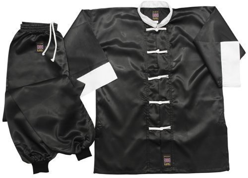 Playwell Martial Arts 100% Cotton Black/White Kung Fu Uniform