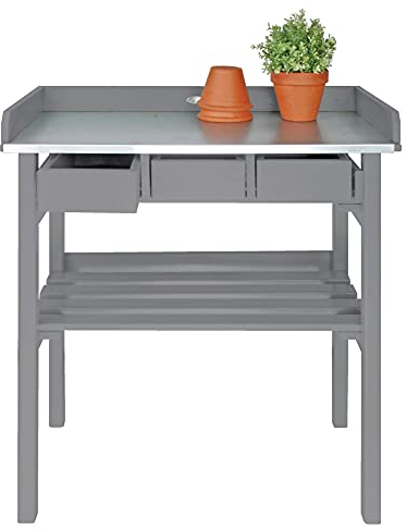 Esschert Design Pflanztisch, Gartentisch in grau, ca. 79 cm x 38 cm x 82 cm