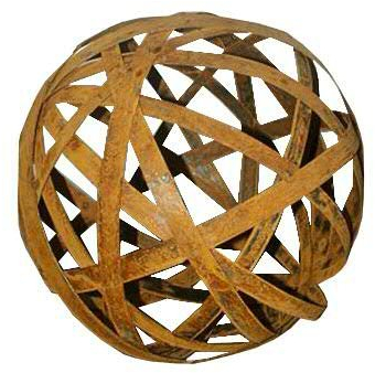 Rostige Gartenkugel mit schönem Streifen Design - Medium Dekokugel - Ø 40cm - Wetterfest & Frostsicher - Metall/Edelrost/Rost - Rostkugel/Metallkugel zur Dekoration im Garten/Gartendekoration