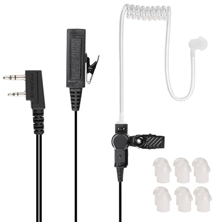 Hoornie Headset für Kenwood Funkgeräte mit eckigem Ansteckmikrofon | Kompatibel mit TK-3301, TK-3401D, TK-3501, TK-3701D, NX-320 und mehr! | Military Grade | 3X stärkerem Kabel & 10x Ohrstöpsel