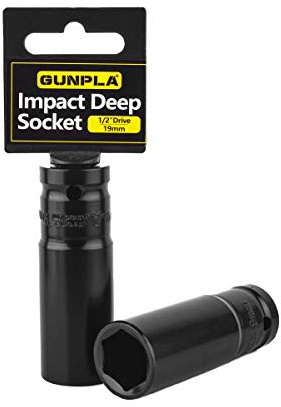 Gunpla 19mm Kraft-Steckschlussel-Einsatze, Lange Ausführung, Pro Torque 1/2 Zoll（12.7mm) Vierkant hohl, CR-V Material für die Radmontage bzw. -Demontage