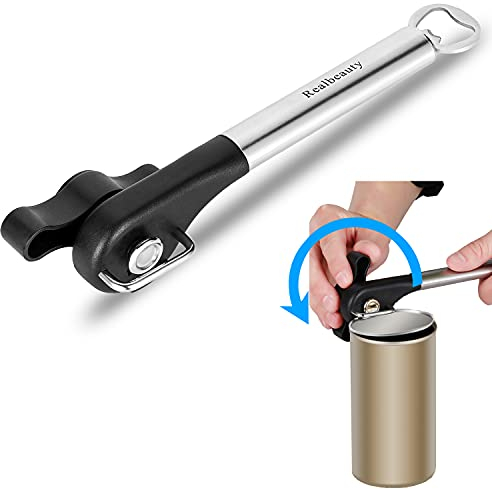 304 Stainless Steel Cutting - 2 in 1 Can Opener Bottle Opener Tin Opener with Safety Smooth Harmless Edge for Kitchen