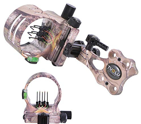 ZSHJGJR Bogen Visier 5 Pin Bogenvisier Bogenschießen Mikroeinstellung Bogen Visier Micro Einstellbar Jagdvisier mit Bogen Viesier Licht Compoundbogen Sight für Bogensport Zubehör (Camo)