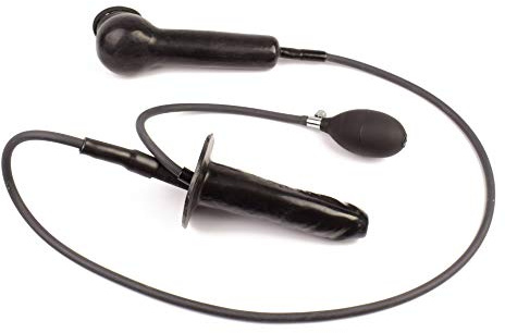 Rubberfashion Latex Anal Dildo - Enema Analdildo - aufblasbar mit Pumpe und Präservativ - Anal Dildo für Männer - Frauen und Paare schwarz ohne festen Kern schwarz ohne festen Kern