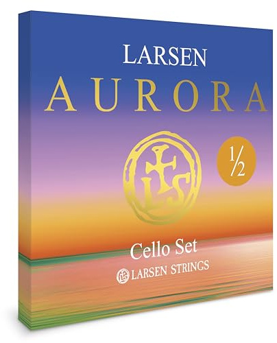 Larsen Aurora Cello Strings – 1/2 Size Medium Tension String Set for Fractional Cello – Affordable, Professional-Grade Cello Strings for Young Cellists