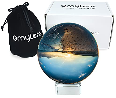 OmyLens Glaskugel(80mm), K9 Kristallkugel mit Ständer und Seidentasche, für Glaskugel Fotografie Zubehör und Requisiten, Heal Magic Ball und dekorativ (8cm / 3.15 Set klare Kristallkugel)