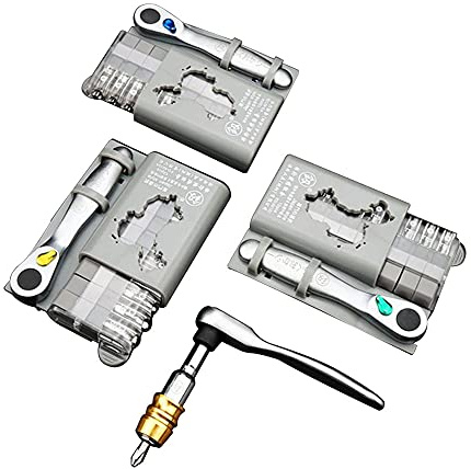 Mini Schraubendreher set, 10 in 1 Torx Ratschen-Schraubendreher Tragbare Werkzeug Satz, Bidirektionaler mit flacher, Dreikant für Brillen, Uhren, Elektronik, Phone