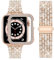 wutwuk Compatible Bling Apple Watch Straps 40mm with Bling Case, Rose Gold Sparkling Metal Woman iWatch Replacement, Diamond Rhinestone Wristband for iWatch Series SE 2 SE 6 5 4 40mm - Rose Gold
