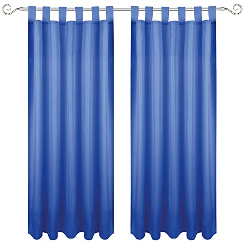Bestgoodies Gardine mit Schlaufen 140x175 cm (Breite x Länge) in Blau, blickdichter Vorhang, Schlaufenvorhang in vielen Variationen