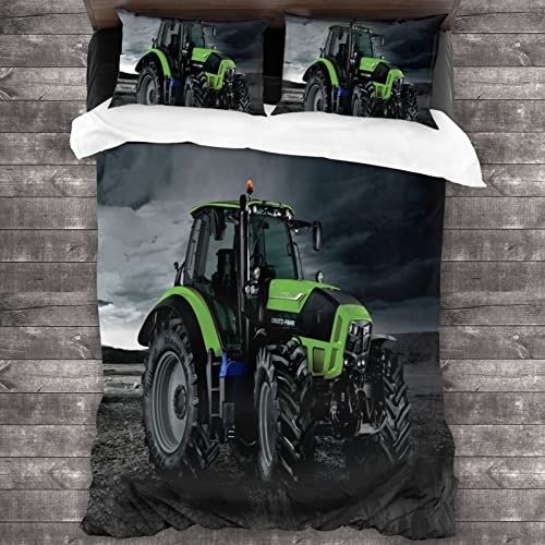 Proxiceen Traktor Bettwäsche Set, Farm Machine Boy Bettbezug Und Kissenbezug, Jugendzimmer, Pflegeleicht (A1,140x200cm + 2 * 80x80cm)