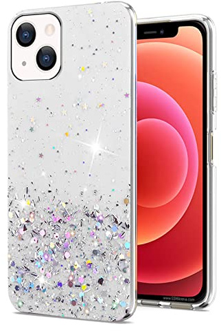 Brillante Custodia per Apple iPhone 13 Mini, Glamour Effetto Glitter per iPhone 13 Mini Cover Trasparente Silicone Sottile Leggero Morbida Elegante Case Regalo per Donne (Trasparente)