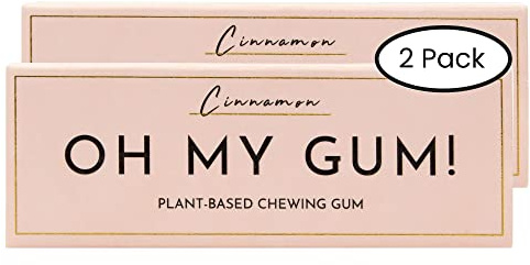OH MY GUM! Gomma da masticare naturale alla cannella, confezione da 2 (10 pezzi/confezione) | Gomma da masticare 100% a base vegetale senza aspartame | Premiata gomma da masticare senza zucchero e