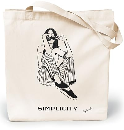 Loxato Jutebeutel Kunst Bedruckt - Stofftasche - Einkaufstasche Damen | Stoffbeutel, Baumwolltasche 100%, Canvas-Stoff 220 g/m2, Lange Henkel 70cm, Tragetasche, Kunst Motiv