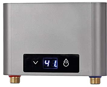 Mini Calentador de Agua Instantáneo Eléctrico Sin Tanque, Mini Calentador de Agua Eléctrico Instantáneo para Baño y Cocina, Pantalla LED Grande (Gris, 5500W sin Set de Ducha)