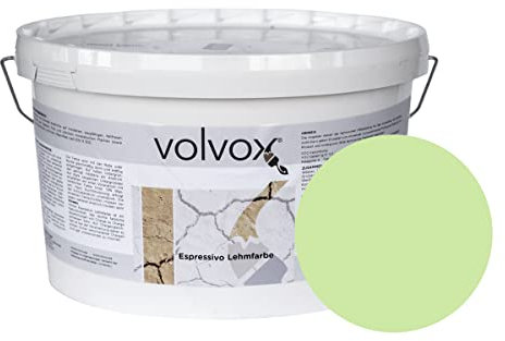 Volvox Espressivo Lehmfarbe - Wandfarbe matt - hohe Deckkraft - streichfertige Naturfarbe PG B mint 10 L