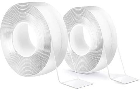 6M double face extra-fort Fantastic Tape, ruban adhésif, 2 rouleaux de 3M chacun, résistant à l'eau, pour l'intérieur et l'extérieur, supportant jusqu'à 1 kg. Pour les tapis, la maison ou le bureau.