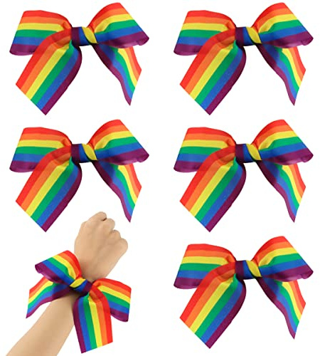 Hillylolly Ruban Arc-En-Ciel, 5 Pcs Petit Foulard Femme, Sac à Main, Bandeau Lgbt, Accessoire Gay Pride, Foulard Parade/Festival