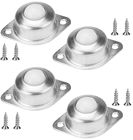 SIYINGSAERY 4 Stück Kugelrollen Möbelrollen Schwerlast 16mm Kugelrollenlager Nylon Kugelrolle Rollen Kugellager mit M4*16mm Schrauben Gleitrollen für Möbel Gepäck Schiebe Schlitten Förderrolle