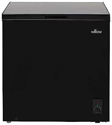 Willow W198CFB 199L Freestanding Chest Freezer with Removable Storage Basket, Adjustable Thermostat, 4* Freezer Rating, Low Noise - Black