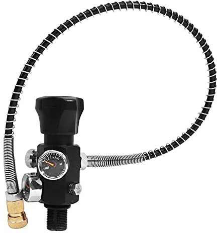 seasio HPAT M18X1.5 Fill Refill Station TankfüLlventil Dual Manometer mit 50 Cm Hochdruckschlauch