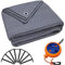 valuents Vorzeltteppich - blau/grau - 250x500cm - Camping Teppich Outdoor - Zeltteppich Wohnwagen/Wohnmobil inkl. Tragetasche +Wäscheleine & 8X T-Heringe