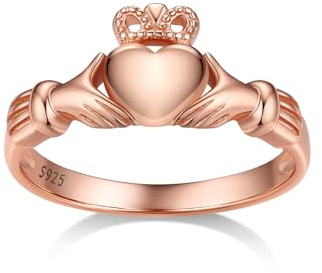 Bestyle Irische Claddagh/Triquetra/Infinity Herz Ring Damen Mädchen Text gravierbar Personalisiertes Geschenk Ringgröße 47-67