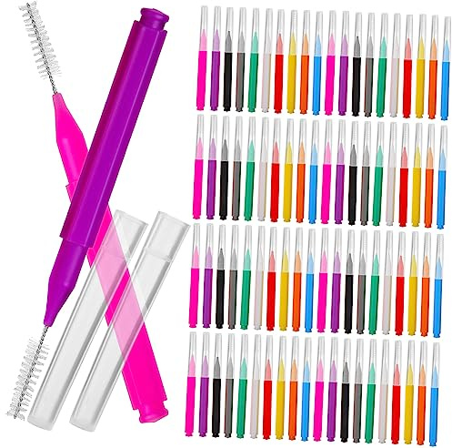 Cepillo Interdental 100 Piezas Limpiador de Dientes 304 Acero | Pp, Formato Portátil para Uso Diario y Viaje, Pack para Hombres y Mujeres