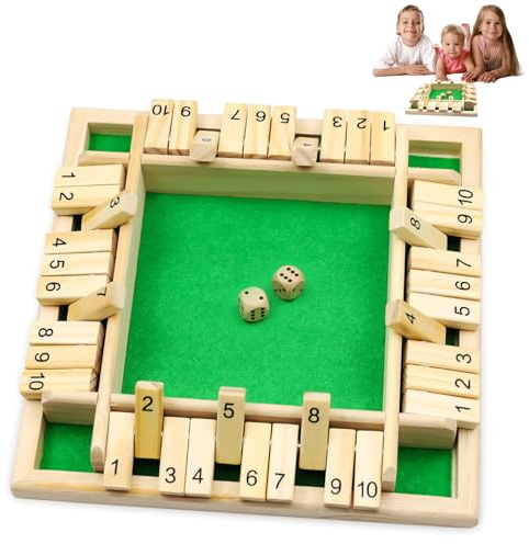 ZITUZY Shut The Box - Juego de mesa de Woods, juego de madera para 4 jugadores, juego de dados, adecuado para 1 a 4 jugadores (verde)