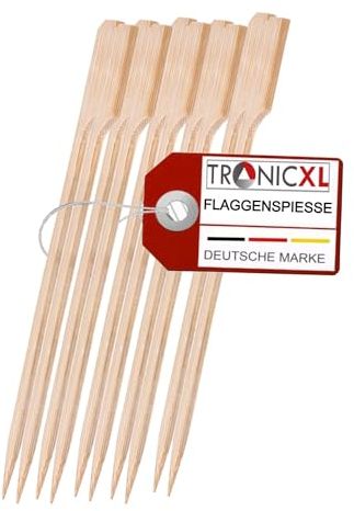TronicXL 1600x Flaggenspieß Bambusspieß Spieße Flagge Flaggenspiesse 12cm Holzspieße Schaschlikspieße Holz Bambus Fleischspieß BBQ