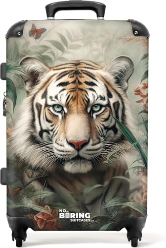 NoBoringSuitcases.com Valise Rigide Grande Taille (67cm - 72L) Serrure TSA, 23kg, Taille M, Tigre - Vert