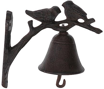 Veemoon Cast Iron Door Bell with Love Birds Design European Style Hand Cranking Wall Bell for Garden and Home –
