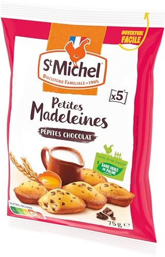 St Michel - Madeleines aux Pépites de Chocolat - 5 Madeleines - 75 G