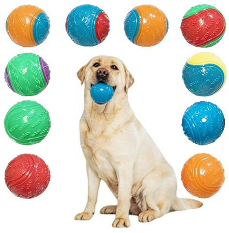 Sricam 10PCS Dog Balls, Squeaky Rubber Balls for Pets,Teeth Cleaning Puppy Chew Toys, Interactive Dog Ball for Pet, Dog Ball Indestructible And Durable