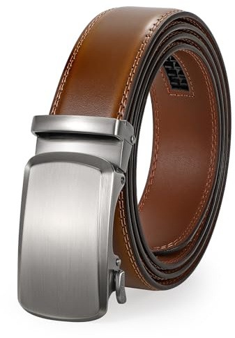JasGood Ceinture à cliquet en cuir pour homme avec boucle coulissante automatique réglable, 3,5 cm de large