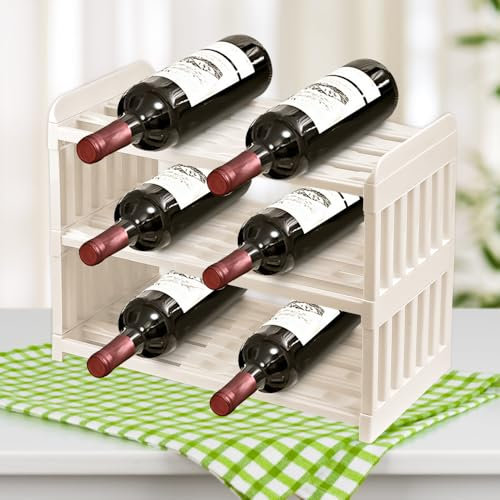 YBCCBY Organizer Espandibile per Bottiglie da 25-40cm, 3 Livelli Porta Bottiglie di Vino e Acqua, Scaffale Espandibile per Frigorifero e Armadio, Bianco Crema